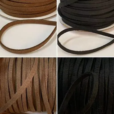 4mm Wide Soft Faux Suede Leather Rope 5m Length  Thread Cord Bracelet Crafts • £3.49