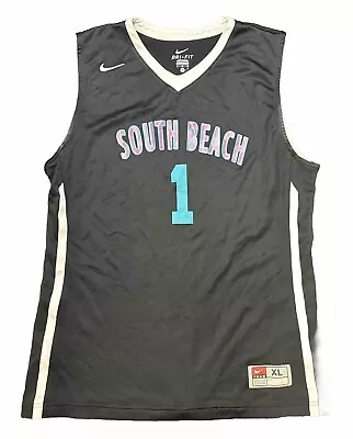 Miami South Beach Pro Leage AAU EYBL Basketball Nike Dri-fit Black Jersey XL • $100