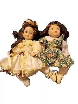 Set Of Two Vintage Porcelain Rubber Band Dolls • $16.50