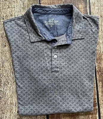 Vineyard Vines Edgartown Fish Print Polo Shirt Gray Mens Size Xl Excellent • $19.99