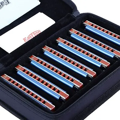 EASTTOP Diatonic Blue Harmonica Set Of 1/7/12 10Holes Mouth Organ Harmonica Set • $21.99