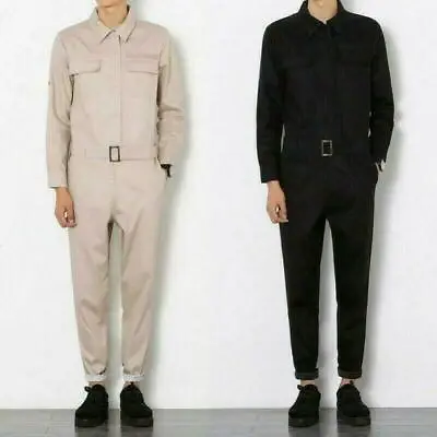 Mens Fashion One-Piece Dress Long Sleeve Zip Up Jumpsuit Overall Workwear Pants  • $44.64