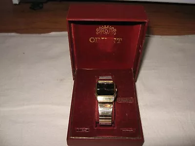 Vintage Diamond Orient Watch Black Face Gold Finish Flexible Stainless Band • $39.99