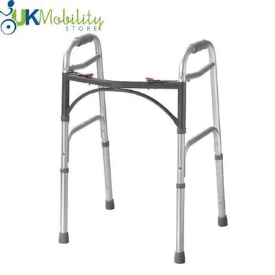 Lightweight Folding Walker Two Button Walking Zimmer Aid Frame Height Adjustable • £49.99