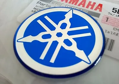 1 X YAMAHA 100% GENUINE 40MM TUNING FORK LOGO BLUE DECALS EMBLEM STICKER BADGE • $6.99