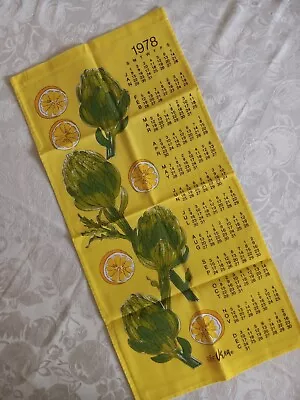 Vtg New Vera Neumann 1978 Calendar Linen Tea Towel Artichokes Lemons Ladybug • $45.99