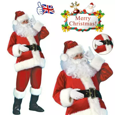 £19.19 • Buy 7Pcs Santa Claus Costume Father Outfit Christmas Flannel Suit Mens Fancy Dress