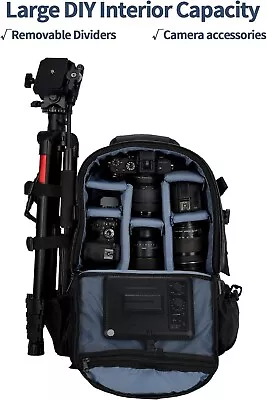 X-Large Capacity Digital Camera Bag SLR DSLR Lens Protect Case Backpack Rucksack • £24.99