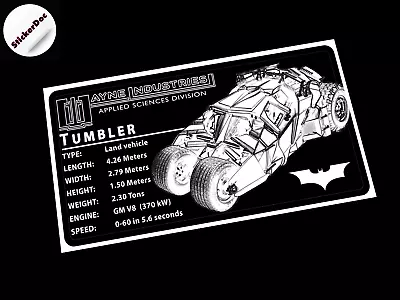 CUSTOM PLAQUE STICKER For Batman Tumbler  76240  MODELS  BUILDING BLOCKS Etc • $11.20