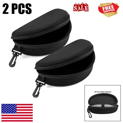 2 Pcs Eye Glasses Case Box Sunglasses Protector Hard Zipper Belt Clip Portable~ • $6.98