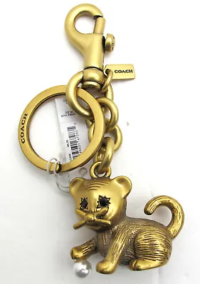 NWT COACH Disney Cat Key Chain Key Fob Bag Charm C569 Gold Metal • $82.58