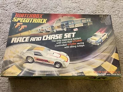 Vintage Matchbox Speedtrack Race And Chase Set W Box & Cars Untested Slot Cars • $59.95