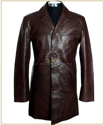Benjamin Brown (SR3476) Men's Smart Knee Length Lambskin Leather Blazer Jacket • $149.33