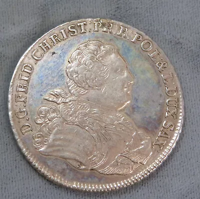 1763 German States Saxony Poland Thaler Silver Coin. VF 27.9 Grams • $205