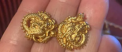 Vintage MMA Dragon Metropolitan Museum Of Art 22k Plate GOLD Tone EARRINGS 3/4  • $49.99