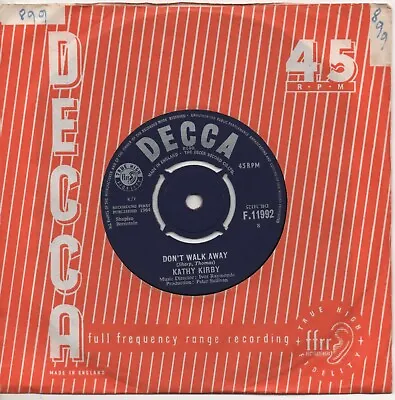 KATHY KIRBY Don't Walk Away*no Regrets 1964 UK DECCA 7  45 VG++ FREE UK POST • £4.95