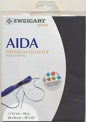 AIDA Zweigart Precute 20 Ct. Extra Fein-Aida 3326 Color 7026 Anthracite Fabric  • £11.45