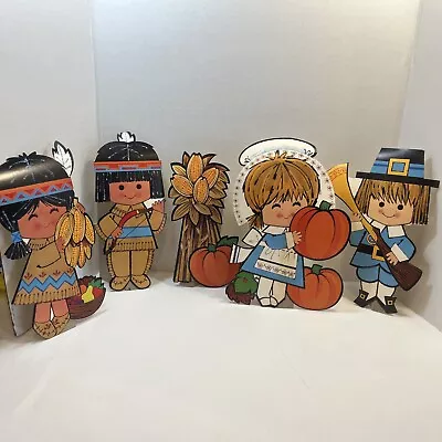 Vintage Thanksgiving Die Cut Lot 5 Boys Girls  Corn &Pumpkins • $21.99