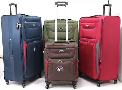 X Large Expanding Suitcase Cabin Trolley Bag 4 Wheel Luggage Travel Lightweight • £39.99