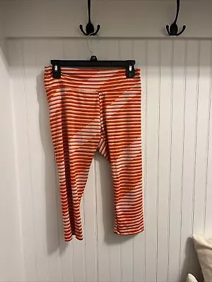 Marika  Yoga Capri Leggings Women Orange Gray Striped • $11.65