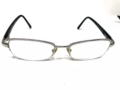 Prada Eyeglasses Frame VPR 67F 3BF 50-17-135 Black Silver Half Rimless X811 • $39.25