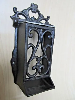 £23.95 • Buy Rustic Vintage Style Cast Iron Ornate Match Stick  Box Matchbox Holder Fireside 
