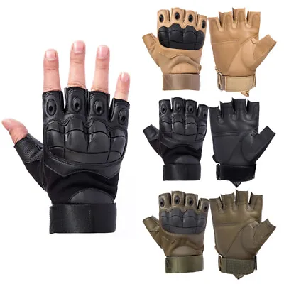 Tactical Safety Work Gloves Mechanic Wear Rubber Knuckle Heavy Duty Fingerless • $15.69