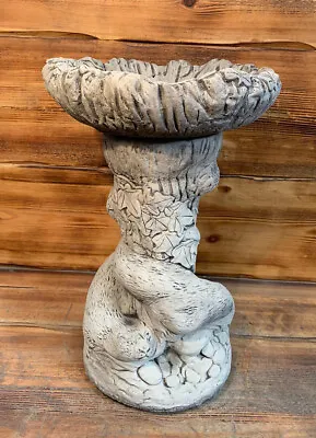 Stone Garden Otter Tree Trunk Detailed Bird Bath Statue Ornament • £77.95