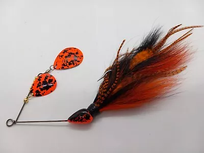 6  CJ's Small Black Orange Tandem Blade Spinnerbait Discontinued Rare Musky Lure • $21.99