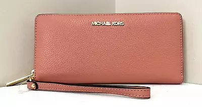 New Michael Kors Jet Set Large Travel Continental Wallet Leather Sherbert • $69.90