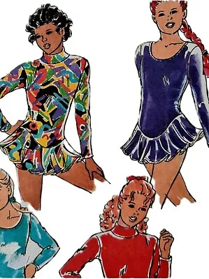 1980s Leotard Skater Dress High Neck Martensson Kwik Sew Sewing Pattern 2178 • $12