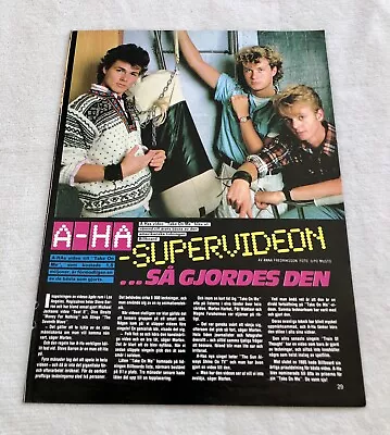 A-HA 1985 MORTEN HARKET Clipping Poster Swedish Music Magazine Okej 1980s • $6