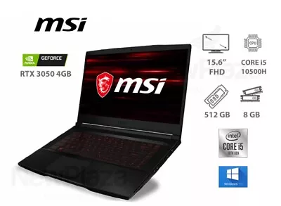 MSI GF63 Thin 15.6  Gaming Laptop - Intel® Core™ I5 RTX 3050 512 GB SSD • £450