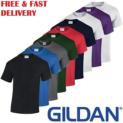 £4.99 • Buy Gildan Mens T Shirt Heavy Cotton  Plain Short Sleeve Casual Top Men Tshirts Tee 