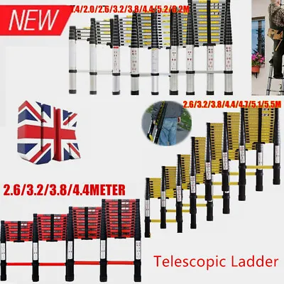 1.4/2.0M/2.6M/4.4/36.2M Aluminium Telescopic Ladders Extendable Extension Ladder • £28.27