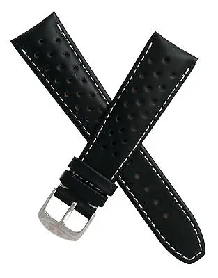 22 Mm BLACK SPORTS STYLE PIN BUCKLE LEATHER WATCH STRAP BAND To Fit TAG Heuer F1 • £39.95