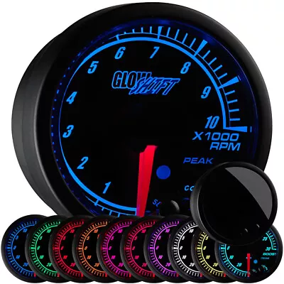 2 1/16  GlowShift Black Elite 10 Tachometer Gauge W Adjustable RPM Warnings • $66.99