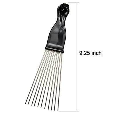 9  Afro Pick Comb Fan Black Fist Metal Lift Hair Detangle Wig Braid Hair 1-2Pk • $7.99