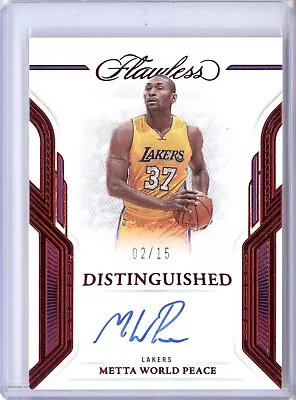 Metta World Peace Artest 2022-23 Panini Flawless Distinguished Auto Ruby 02/15   • $0.99