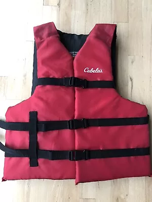Cabelas Adult Universal Life Vests Swimming Jacket Red Color Chest Size 30-52 In • $44.99