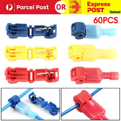 60PCS T-Tap Electrical Wire Quick Splice Terminals Cable Crimp Connectors Kit • $8.99