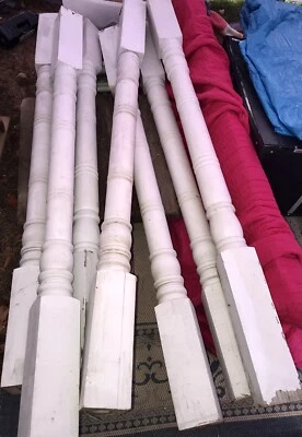$200 • Buy Antique Victorian Turned Wood Column Posts Architectural Salvage 6’ LOT/7