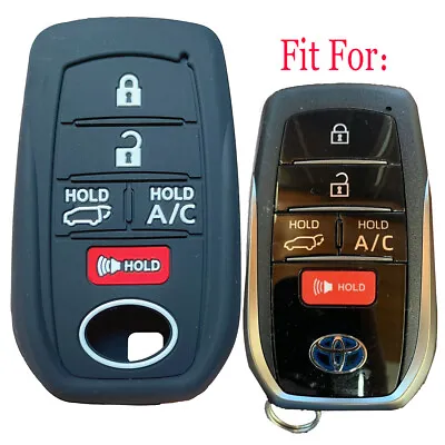 Fit TOYOTA RAV4 Prime 5 Button AC Remote Key Fob Silicone Skin Case Cover Black • $4.96