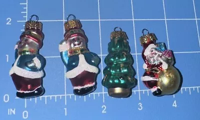 4 Piece Glass Miniature Christmas Ornaments  Santa Snowmen & Tree **Read** • $5.99