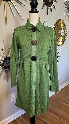 Boden St. Malo Long Green Button Up Sweater Big Decorative Buttons US 12 • $26.90