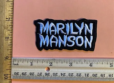 MARILYN MANSON Small LICENCED PATCH EMBROIDERED  IRON ON   T Shirt. • $4.85