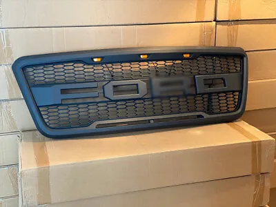 Grill For 2004-2008 Ford F150 Raptor Style Bumper Grille Hood W/ LED Matte Black • $107.95