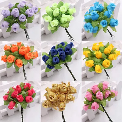 12 Heads Fake Rose Bouquet Artificial Flowers Home Decor Wedding Garden Crafts • £3.11