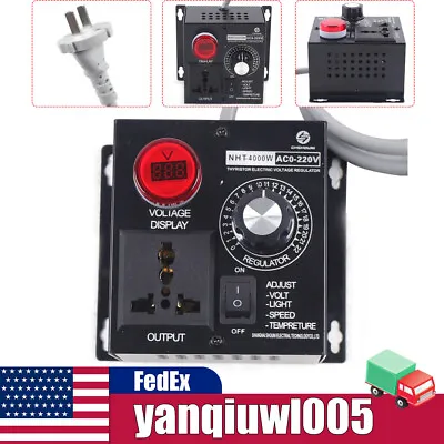 AC 110V-220V Variable Voltage Regulator Speed Motor Fan Dimmer Controller 4000W • $19