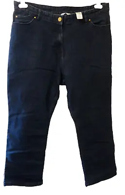 M & S Classic Jeans Uk 18s Blue Cotton/polyester/elastane Straight Leg High  26l • £12.99